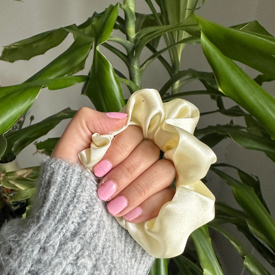 Cream Silk Scrunchie