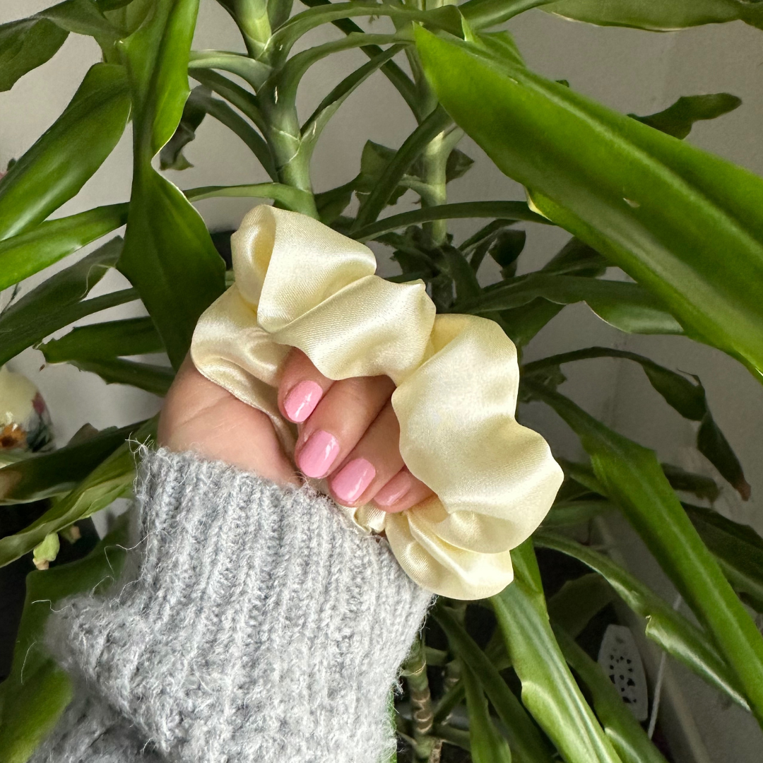 Cream Silk Scrunchie