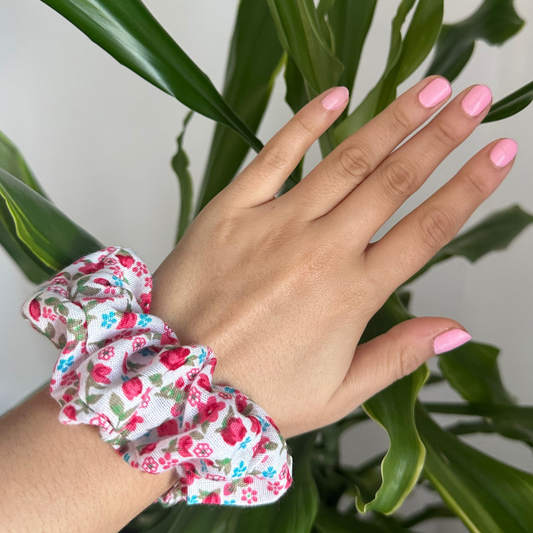 Floral Cotton Scrunchie