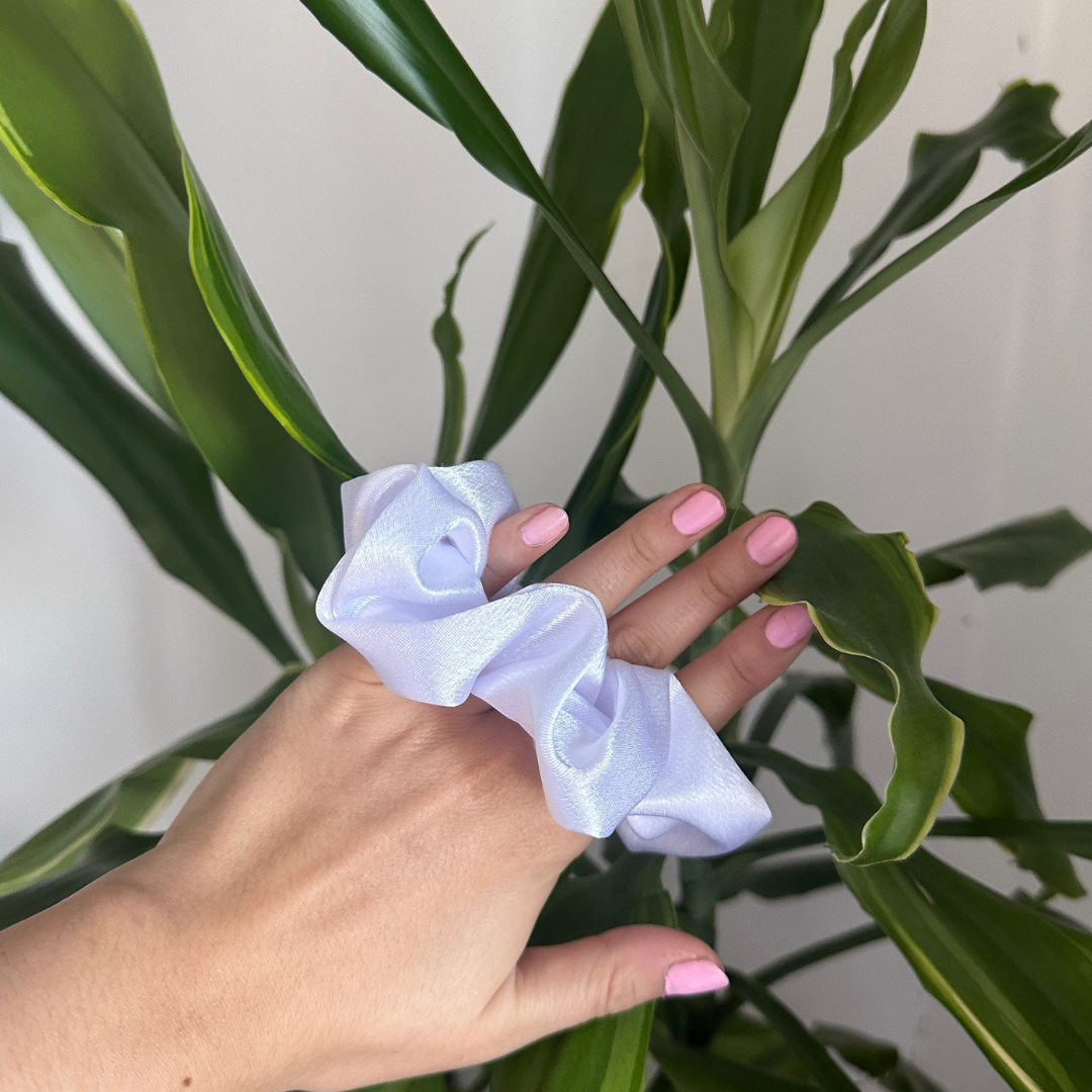 White Silk Scrunchie