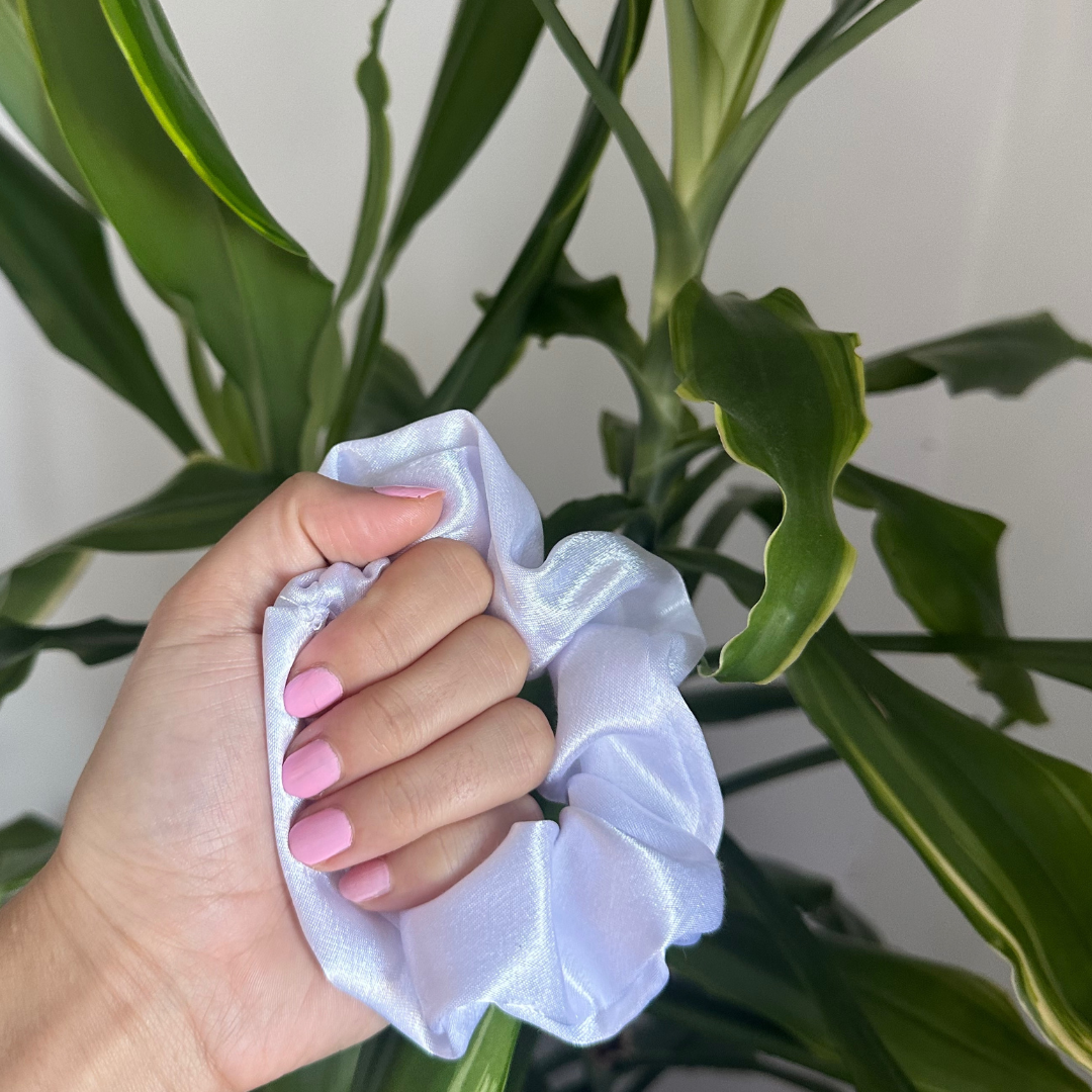 White Silk Scrunchie