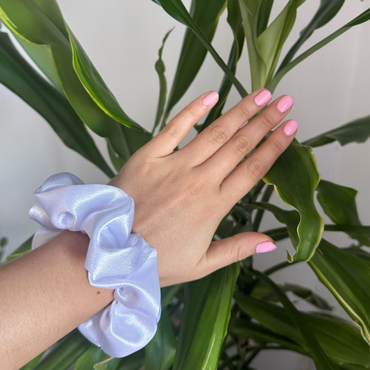 White Silk Scrunchie